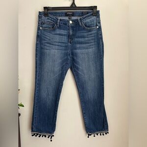 Judy Blu Straight Fit Cropped Jeans Pum Pum Trim Size 7/28
